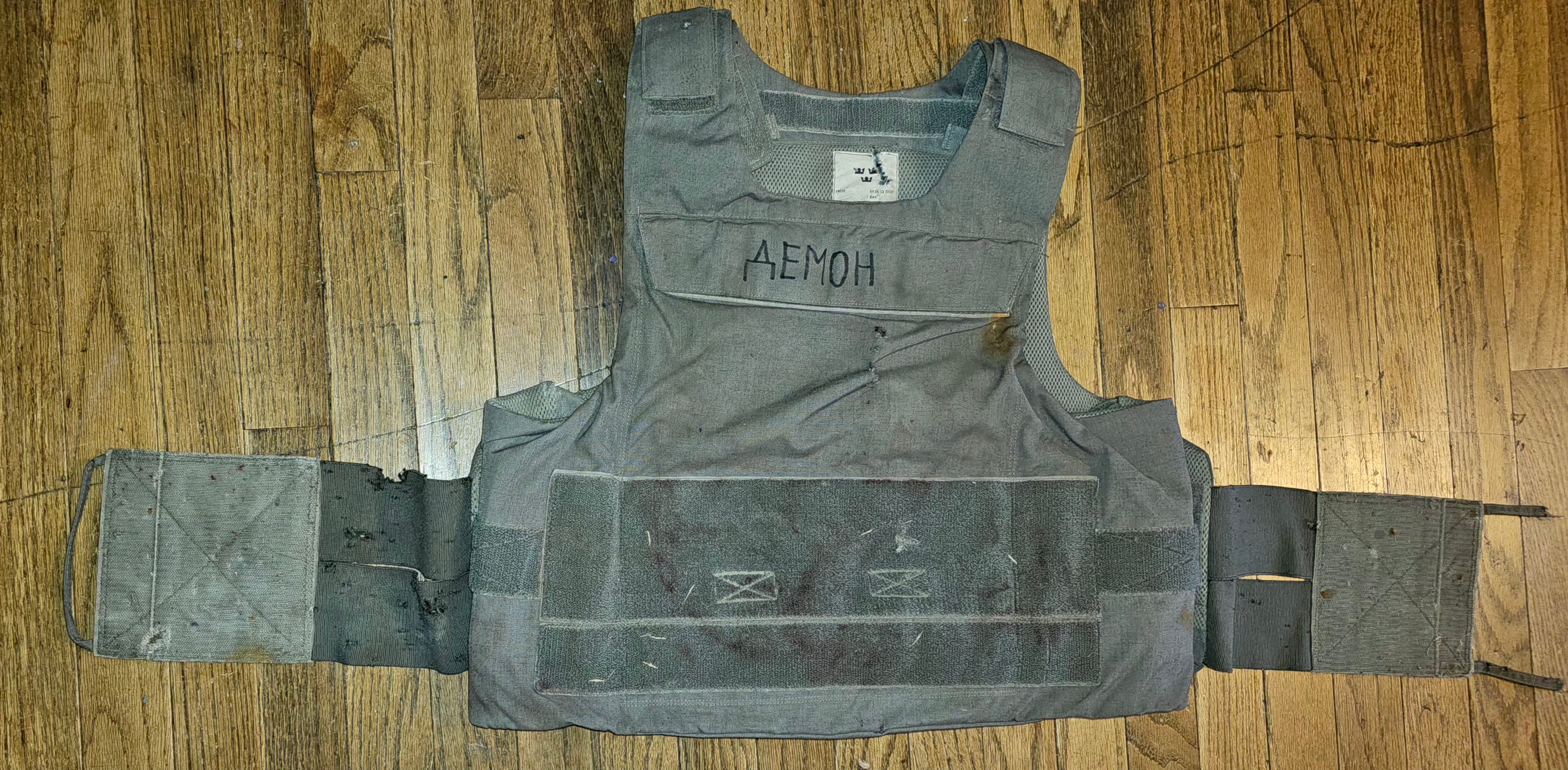 Russo-Ukrainian War Swedish KRSK 12 Body Armor call sign "Demon"